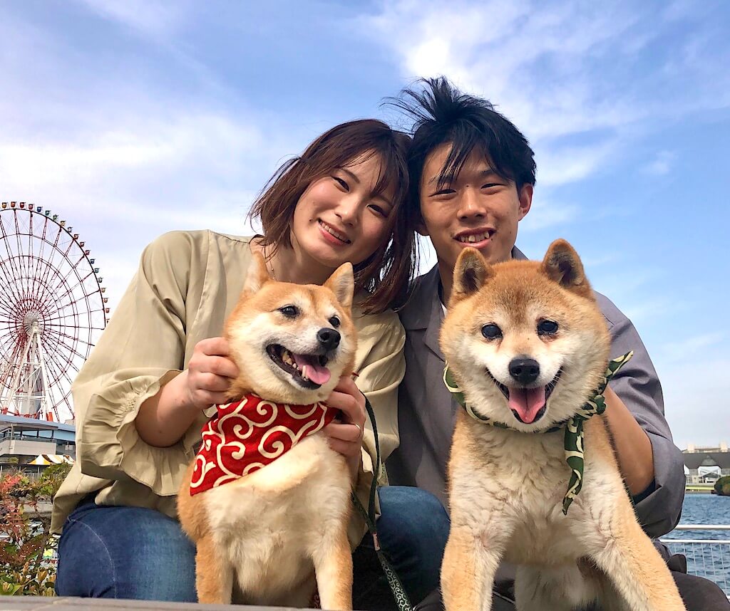 柴犬と家族